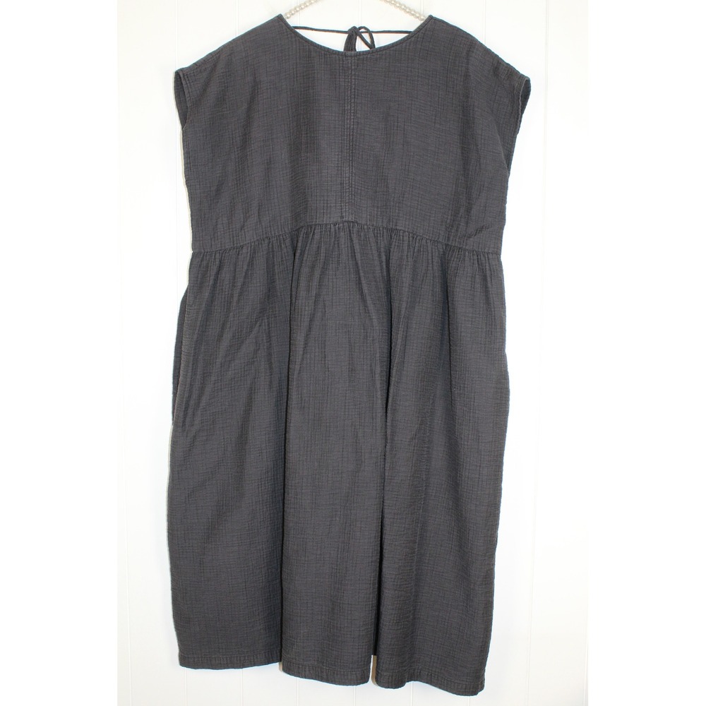 Unknown Women's Black Midi Slub Cotton Cap Sleeve Loose Fitting Dress‎ Size M/L